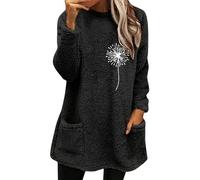 Générique Pull Robe Femme Rose Pull Femme Grande Taille Sweat-Shirt décontracté Double Pelucheux pour,en Fausse Polaire avec Fermeture éclair,Manteau,Sweet Plaid Doudou Sweat Capuche (Black,XXL)