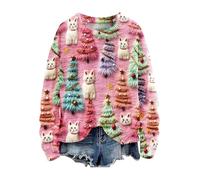 Générique Pull TrèS Moche De Noel Ugly à Manches Longues Imprimee Tricoté Renne Haut Sweat Shirts 2025 Pull Grande Taille Col Rond Casual Tunique Coton Flocon Rigolo Pas Cher Pullover Pulls Tee Shirt