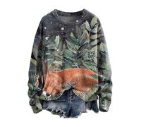 Générique Pull TrèS Moche De Noel Ugly à Manches Longues Imprimee Tricoté Renne Haut Sweat Shirts 2025 Pull Grande Taille Col Rond Casual Tunique Coton Flocon Rigolo Pas Cher Pullover Pulls Tee Shirt