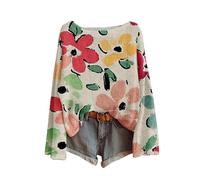 Générique Pull Tricoté pour Femme Chic À Col Rond Vintage Style Bohème Pullover À Imprimé Floral Leger À Manches Longues Pulls Tricot Chemisier Décontracté Chaud Top Automne Printemps