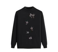 Générique Pullover Femme,Pulls Tricotés Côtelés pour Personnes Âgées Et D'Âge Moyen, Col Roulé, Pull Chaud pour Vieille Dame, Hauts Élégants, Broderie Florale, Tricot Confortable pour Grand-Mère Pou