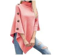 Générique Pullover Femmes Col Roulé Tricoté Cape Poncho Cardigan Manteau Élégant Confortable Chaud Loose Tunique Grande Taille Mode (One Size)