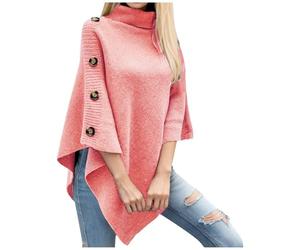 Générique Pullover Femmes Col Roulé Tricoté Cape Poncho Cardigan Manteau Élégant Confortable Chaud Loose Tunique Grande Taille Mode (One Size)