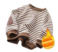 Générique Pulls À Capuche pour Enfants 2026 Sweat-Shirt Rayé Classique pour Garçons Et Filles, Col Ras du Cou, Manches Imprimé Tissu Molletonné Cadeau Longues Sweat