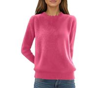 Générique Pulls Femme-Pull éLéGant à Col Ras du Cou en Dentelle Haut Tricoté à Manches Longues pour L'Automne Et l'hiver Tunique DéContractéE Chemisier Doux Et Confortable à Porter Au Quotidien