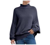 Générique Pulls Femme, Pull en Tricot épais pour Femme avec Manches Chauve-Souris et col roulé | Vêtement d'hiver élégant et Confortable de Style Contemporain