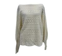 Générique Pulls Femme Pull en Tricot Style Paresseux pour Femme,Manches Chauve-Souris,Dentelle au Crochet,surdimensionné,décontracté,Confortable,col roulé,Hiver et Automne(White,S)