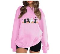 Générique Pulls, Gilets Et Sweats Femme Sweat-Shirt pour Halloween Sweat À Capuche Pull Plaid Farce Ou Friandise Veste Sportswear Training Fitness a Vetement Polaire Rose XXL