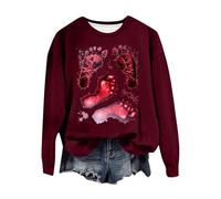 Générique Pulls, Gilets Et Sweats Femme Sweatshirt Halloween pour Cardigan Capuche Sweat-Shirt Fantôme Chic Élégant Hoodie avec Poche Super Soft Touch Sweat a Homme Veste La Toussaint Rouge M
