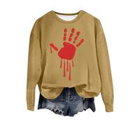 Générique Pulls, Gilets Et Sweats Femme Sweatshirt Halloween pour Sweat À Capuche Pull Plaid Sorcière Chic Élégant Hoodie avec Poche Super Soft Touch Polaire a Citrouille Kaki XXL
