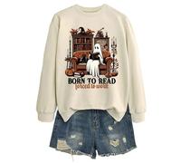 Générique Pulls, Gilets Et Sweats Femme Vetement Halloween Sweatshirt Oversize Veste Sweat avec Capuche La Toussaint À Sweat-Shirt d'halloween pour Pull Plaid Costume Beige M