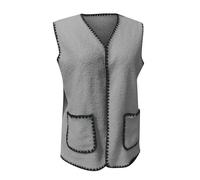 Générique Pulls Noirs pour Femmes Sexy Women's Plush Lambswool Lightweight Vest Cozy Sleeveless Cardigan Vest Jacket with Pockets Pull Moche (Grey, M)