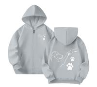 Générique Pulls pour Enfants 2026 Sweat-Shirt À Capuche Zippé pour Fille, Pull À Manches Longues avec Motif Dessin Idéal Uni Chaud Printemps Pull À Enfiler