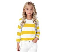 Générique Pulls Rouges pour Cardigan Fille Enfants, t-Shirts à col du Cou, t-Shirts Basiques, Hauts imprimés à Rayures Confortables Cuissarde Chaussette Fille (Yellow, 6-7 Years)