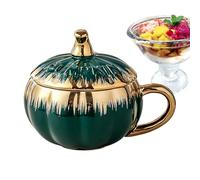 Générique Pumpkin Cup, Cute Ceramic Halloween Coffee Mug, Pumpkin-Shaped Cup With Lid And Spoon, Fall Autumn Candy Bowl, Seasonal Drinkware, Home Studio Table Accessory | Coffee Tea Serving Scenarios