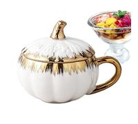 Générique Pumpkin Cup, Cute Ceramic Halloween Coffee Mug, Pumpkin-Shaped Cup With Lid And Spoon, Fall Autumn Candy Bowl, Seasonal Drinkware, Home Studio Table Accessory | Coffee Tea Serving Scenarios