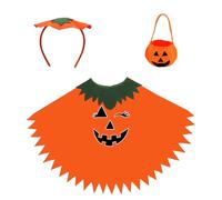 Générique Pumpkin Poncho - Halloween Costume Set | Glowing Pattern Pumpkin Cape Polyester Cape, 3 Piece Festive Set Ṕumpkin Çape With Hat And Bag P̀umpkin Ćape For Cosplay Carnival P̃umpkin Čape