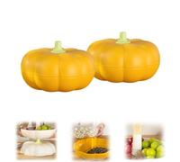 Générique Pumpkin Snack Tray, Pumpkin Snack Bowl,with 3 Divided Compartments and Toothpick Storage,for Halloween Movie Nights,Fall Festival, and Holiday Decor (Orange*2PCS)