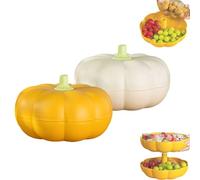 Générique Pumpkin Snack Tray, Pumpkin Snack Bowl,with 3 Divided Compartments and Toothpick Storage,for Halloween Movie Nights,Fall Festival, and Holiday Decor (Orange+White)