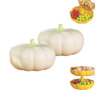 Générique Pumpkin Snack Tray, Pumpkin Snack Bowl,with 3 Divided Compartments and Toothpick Storage,for Halloween Movie Nights,Fall Festival, and Holiday Decor (White*2 PCS)