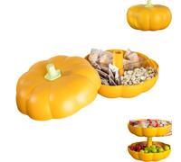 Générique Pumpkin Snack Tray, Pumpkin Snack Bowl,with 3 Divided Compartments and Toothpick Storage,for Halloween Movie Nights,Fall Festival, and Holiday Decor (Orange)