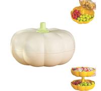 Générique Pumpkin Snack Tray, Pumpkin Snack Bowl,with 3 Divided Compartments and Toothpick Storage,for Halloween Movie Nights,Fall Festival, and Holiday Decor (White)