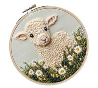 Générique Punch Needle - Punch Needle Embroidery Kit, Sheep Pattern Punchh Stitching Kit for Kid, Embroidery Punchh Needles Kits Sheep, Art Projects with Threader Instruction Fabric Hoop Yarn, Arts