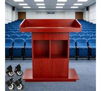 Générique Pupitre Portable en Bois avec roulettes - Pupitre en Noyer pour église, Bureau, école, conférence, réunion et Restaurant - Chaire de Parole à Hauteur réglable