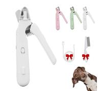Générique Pupnourish Nail Trimmer, 2 in 1 Nail Clipper and Grinder with Light, Quiet Waterproof Nail Trimmers, Precise Cat & Dog, Pet Paw Grooming Tool (White)