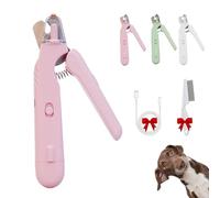 Générique Pupnourish Nail Trimmer, 2 in 1 Nail Clipper and Grinder with Light, Quiet Waterproof Nail Trimmers, Precise Cat & Dog, Pet Paw Grooming Tool (Pink)