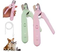 Générique Pupnourish Nail Trimmer, Pupnourish 2 in 1 Nail Clipper and Grinder, with 2 LED Lights, Splash Guard, Rechargeable, Pet Paws Grooming Tool (Pink*1pcs+Green*1pcs)