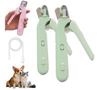 Générique Pupnourish Nail Trimmer, Pupnourish 2 in 1 Nail Clipper and Grinder, with 2 LED Lights, Splash Guard, Rechargeable, Pet Paws Grooming Tool (Green*2pcs)