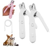 Générique Pupnourish Nail Trimmer, Pupnourish 2 in 1 Nail Clipper and Grinder, with 2 LED Lights, Splash Guard, Rechargeable, Pet Paws Grooming Tool (White*2pcs)