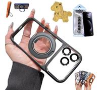 Générique PureClear RotateStand Case for iPhone 17 16 15 Pro Max - Minimal Look with Invisible Rotatable Magnetic Kickstand Ring Holder Shockproof Clear Phone Case Cover (Black,17)