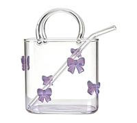 Générique Purse Drinking Glass - 720ml Clear Decorative Beverage Cup for Cocktails Wine Tea | Handbag Shape with Glass Vase Tumbler, Drinkware Vase for Wedding Party Table Centerpiece Display
