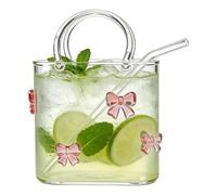 Générique Purse Wine Glass - Cute Handbag Shaped Drinking Cup, Decorative Glass with Straw with Novelty Design, Creative Beverage for Juice Cocktail Flower Vase Wedding Party Table Centerpiece Use