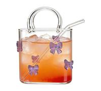 Générique Purse Wine Glass - Cute Handbag Shaped Drinking Cup, Decorative Glass with Straw with Novelty Design, Creative Beverage for Juice Cocktail Flower Vase Wedding Party Table Centerpiece Use