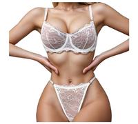 Générique Push Up Balconnet Dentelle Festonnée Fleurie Lingerie Transparente Ensemble Soutien Gorge Et Culotte pour Femmes Design Romantique Soutien Gorge sans Armature