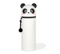 Générique PUSHI Store Trousse Ecole 2 en1 en Silicone Souple - Trousse Silicone Verticale, Kawaii Panda Trousse Porte-Stylo de Table,Porte-Plume, Fermeture Eclair en Silicone, Crayons, Marqueurs