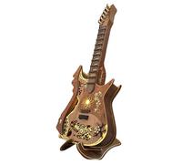 Générique Puzzle 3D en Bois, Guitare avec Cordes et lumières LED, kit de modèle à Assembler soi-même, Cadeau créatif et décoration de Bureau pour Adultes (114 pièces)