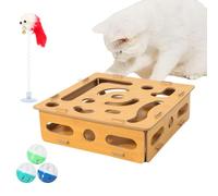 Générique Puzzle Cat Toys, Interactive Kitten Enrichment Toy, 12.99x12.4x3.74 inches Mental Stimulation, Stress Relief Training Tool for Smart Play, Fun Indoor Pet Game, Natural Wood