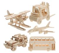 Générique Puzzle en Bois 3D pour Garçon et Filles 5 Pièces, Kit de Construction en Bois Naturel, Améliore la Coordination Main-œil Concentration, pour Interaction Parent-garçon et Filles