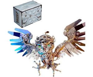 Générique Puzzle en métal 3D Hibou Nocturne pour Adultes, Kit modèle métallique 3D Modèle mécanique Puzzle 3D en métal, Plus de 700 pièces Puzzle Laser 3D à Assembler soi-même Modèle métallique