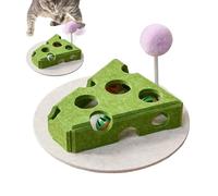 Générique Puzzle Feeder Cat, Cheese Shape Interactive Feeding Box, 22x20x5.5cm/8.66x7.87x2.17 inches with Teaser Wand and Bell Ball for Small Medium Large Kitten Puppy Floor Playground Use