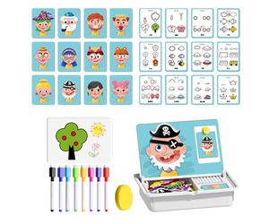 Générique Puzzle magnétique habillé du Visage - Ensemble de Puzzle de de Dessin animé avec caractéristiques faciales remplaçables, Planche en Bois avec pièces magnétiques pour l'éducation précoce du