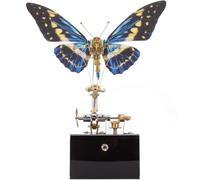 Générique Puzzle métallique 3D Papillon Dynamique, kit modèle avec boîte à Musique,Bleu