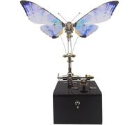Générique Puzzle métallique 3D Papillon Dynamique, kit modèle avec boîte à Musique,Violet