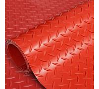 Générique PVC Garage Flooring Roll, 1.5mm Thickened Flooring Roll Diamond Plate PVC Rubber Trailer Mat, for Workshop,Bench,Cellar,Trailer,Garage,Mews,Cowshed(Red(1.5mm),1x9m)