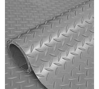 Générique PVC Garage Flooring Roll, 1.5mm Thickened Flooring Roll Diamond Plate PVC Rubber Trailer Mat, for Workshop,Bench,Cellar,Trailer,Garage,Mews,Cowshed(Gray(1.5mm),1x5m)