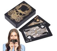 Générique PVC Skull Poker Cards - Foil Deck, Waterproof Flexible Texture, Luxury Playing Set, Cool Print Design, Long Lasting Material, Sleek Storage Case | Design for Party Texas Holdem Game Ni